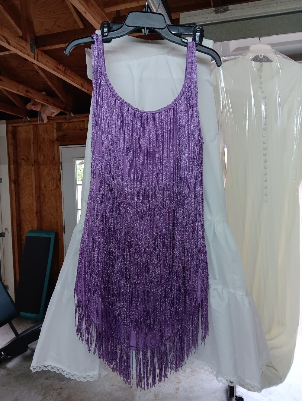 Rosedress Purple Fringe Sleeveless Party Dress Size L New W Tags